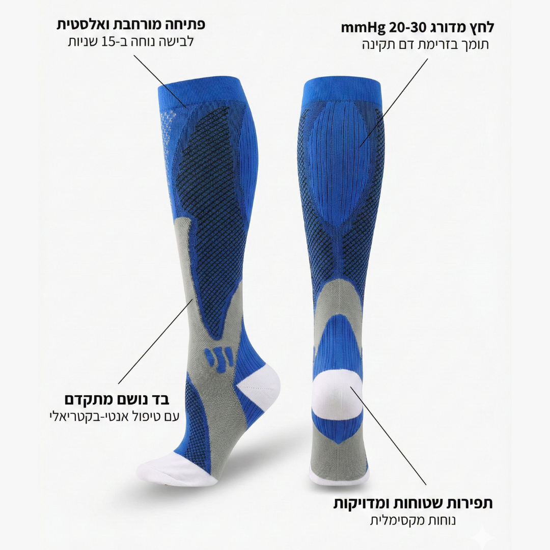 תרשים לחץ מדורג 20-30 mmHg, פחות נפיחות