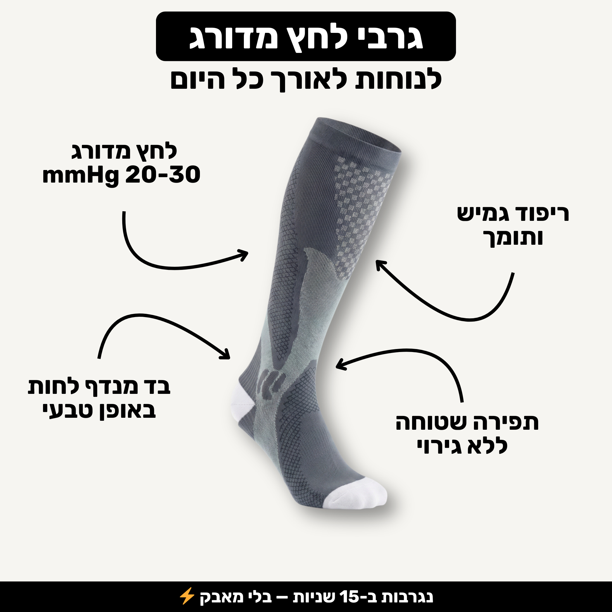 תמיכה מדורגת באזור השוק והקרסול